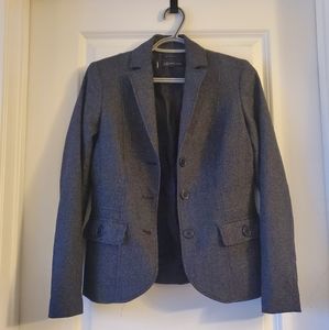 Anne Klein | Navy woven stretch three button blazer